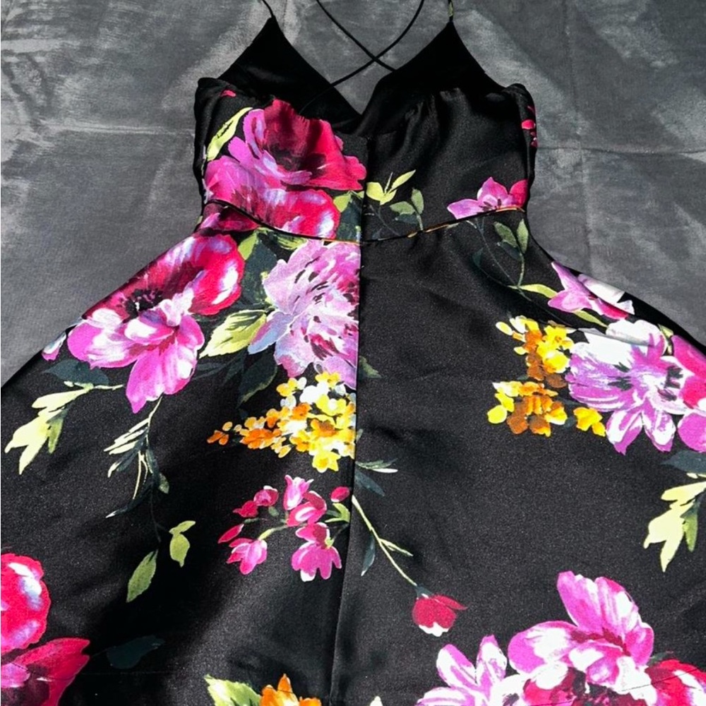 BCX Black Dress with Pink and Yellow Floral Design - Picture 2 of 4